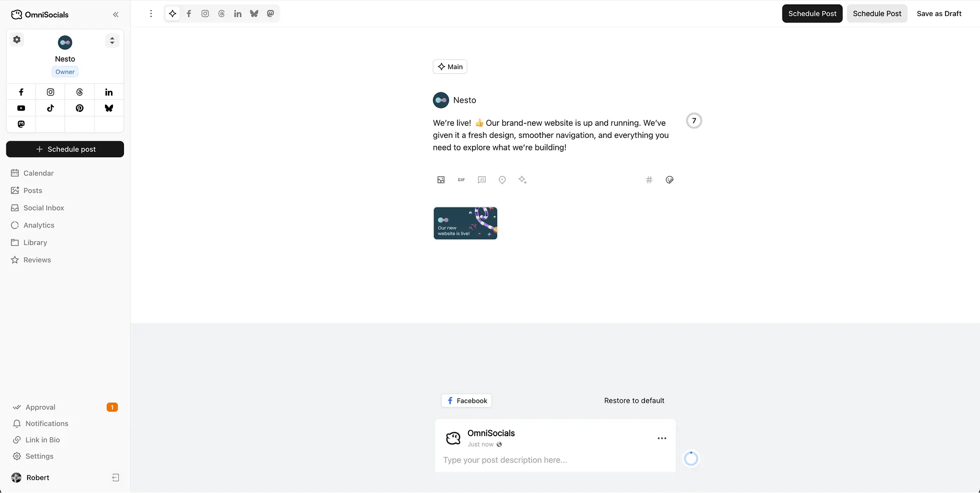 Schedule Posts Dashboard - Create and schedule social media posts