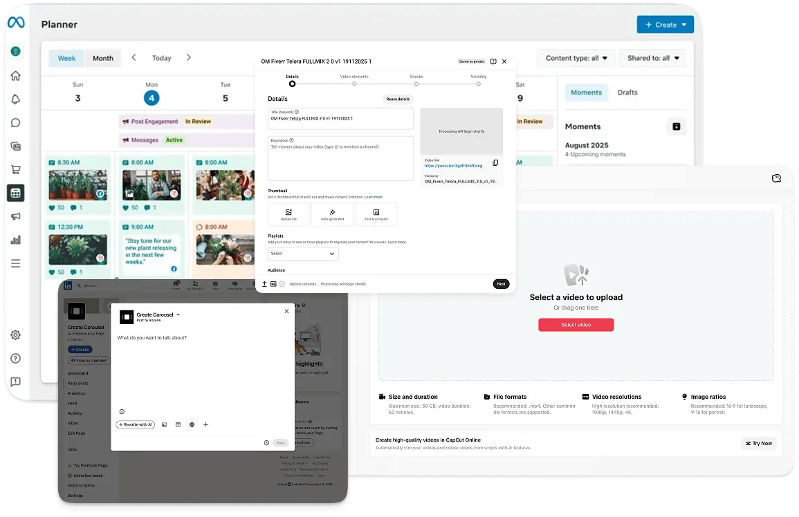 Without OmniSocials - Multiple tools chaos